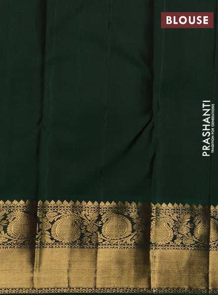 Pure kanchipuram silk saree rosy brown and green with allover zari stripe & buttas and zari woven border