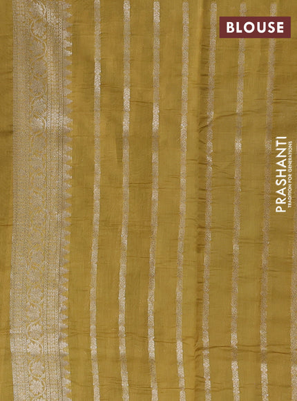 Banarasi silk cotton saree bluish grey and mustard yellow with allover thread & zari woven buttas and woven border