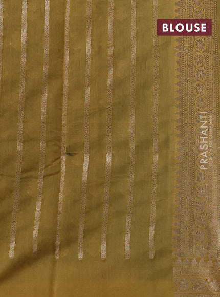 Banarasi silk cotton saree grey and mustard yellow with allover thread & zari woven buttas and woven border