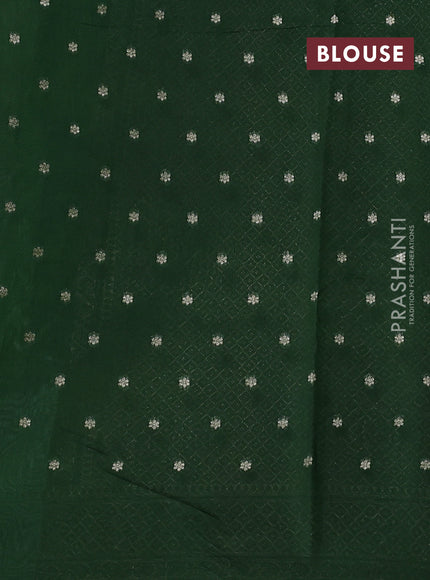 Banarasi silk cotton saree bottle green with allover thread & zari weaves and woven border