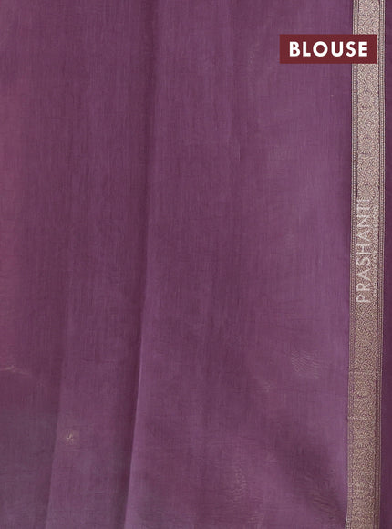 Banarasi silk cotton saree peach pink and pastel purple with allover thread & zari woven buttas and woven border