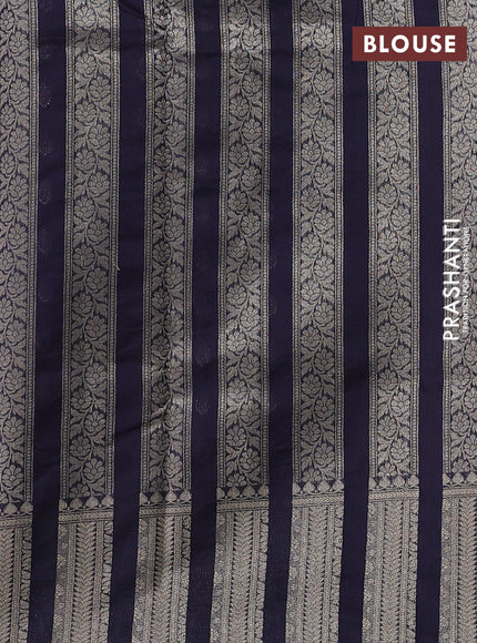 Banarasi silk cotton saree deep purple and navy blue with allover thread & zari woven buttas and woven border