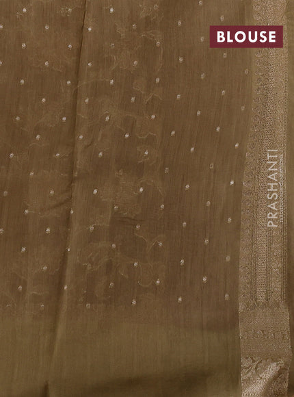 Banarasi silk cotton saree rust shade and sandal with allover thread & zari weaves and woven border