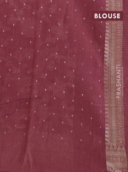 Banarasi silk cotton saree dark peach shade with allover thread & zari weaves and woven border