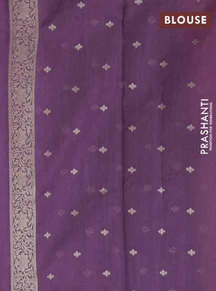 Banarasi silk cotton saree dark peach and pastel purple with allover thread & zari weaves and woven border