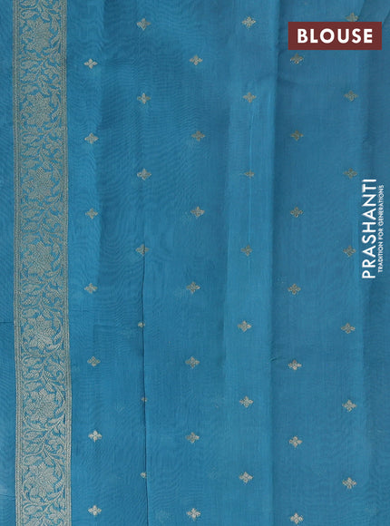 Banarasi silk cotton saree pastel purple and teal blue with allover thread & zari weaves and woven border