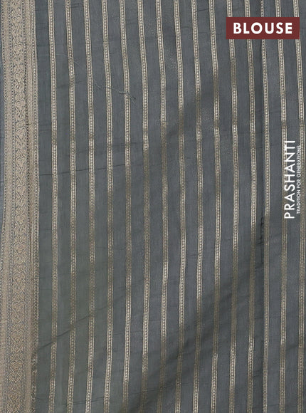 Banarasi silk cotton saree pista green and grey with allover thread & zari woven buttas and woven border