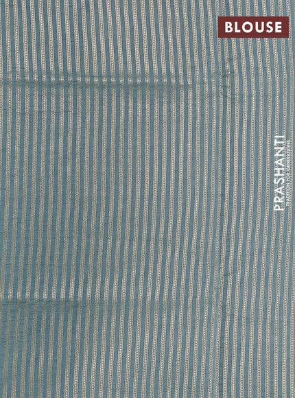 Banarasi silk cotton saree greyish blue with allover thread & zari woven buttas and pichwai woven border