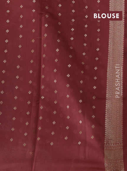 Banarasi silk cotton saree grey and rust shade with allover thread & zari woven buttas and woven border
