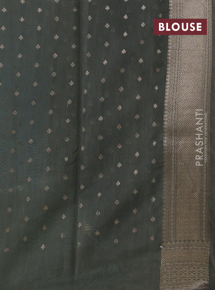 Banarasi silk cotton saree pastel blue and grey with allover thread & zari woven buttas and woven border