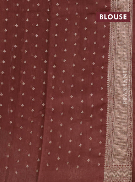 Banarasi silk cotton saree beige and rust shade with allover thread & zari woven buttas and woven border