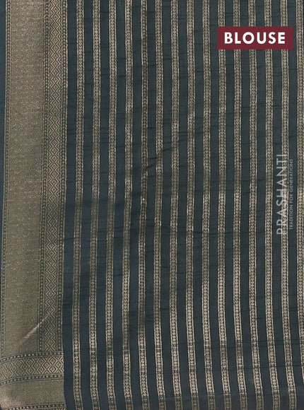 Banarasi silk cotton saree bluish grey with allover thread & zari pichwai buttas and woven border