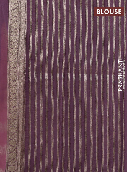 Banarasi silk cotton saree dark peach and pastel purple with allover thread & zari weaves and woven border