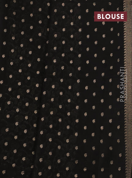 Banarasi silk cotton saree green and black with allover thread & zari weaves and woven border