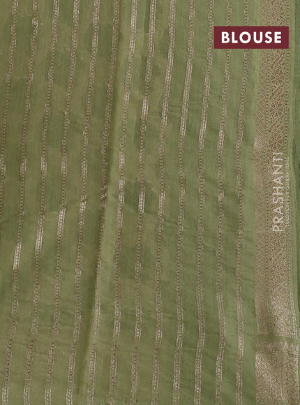 Banarasi silk cotton saree pastel green with allover thread & zari weaves and woven border