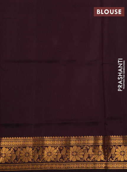 Pure uppada silk saree rust shade and coffee brown with silver & gold zari woven buttas and zari woven border