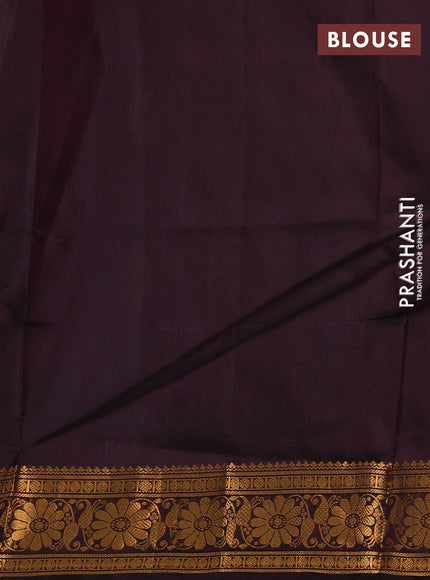 Pure uppada silk saree peacock blue and coffee brown with silver & gold zari woven buttas and zari woven border