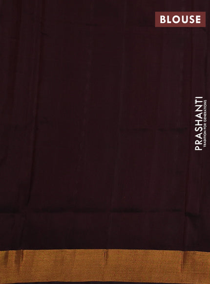 Pure uppada silk saree coffee brown with allover silver & gold zari woven buttas and zari woven border