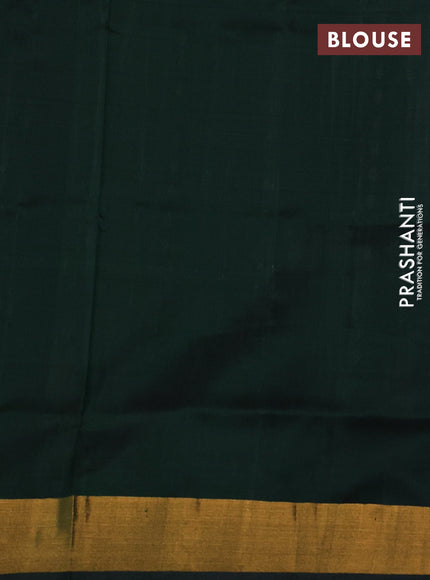 Pure uppada silk saree bottle green with allover silver & gold zari woven buttas and zari woven border