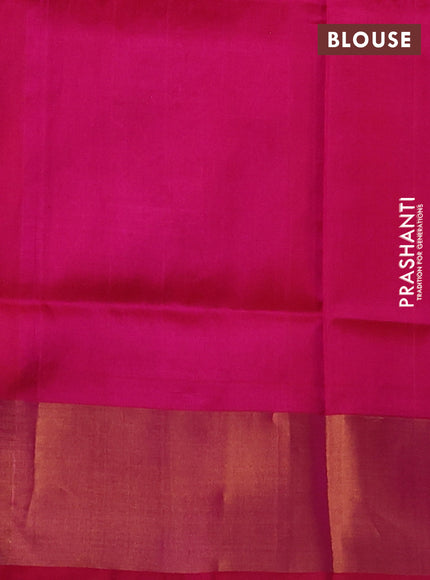 Pure uppada silk saree dual shade of pinkush orange and pink with allover zari wweaves & buttas and zari woven border