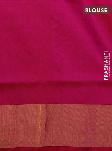Pure uppada silk saree yellow and pink with allover zari wweaves & buttas and zari woven border