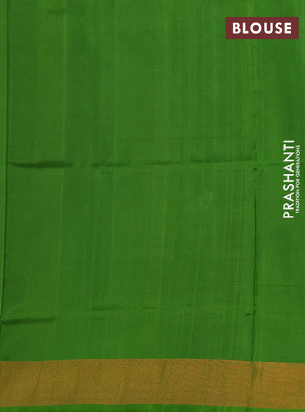Pure uppada silk saree wine shade and parrot green with silver & gold zari woven buttas and zari woven border