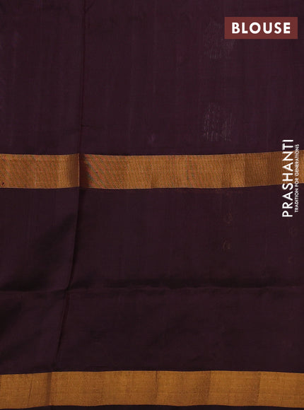Pure uppada silk saree pastel purple and coffee brown with silver zari woven buttas and long zari woven butta border