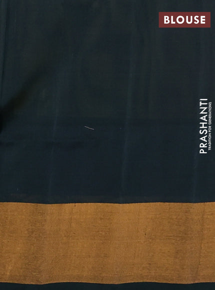Pure uppada silk saree mustard green and peacock green with silver & gold zari woven buttas and zari woven border