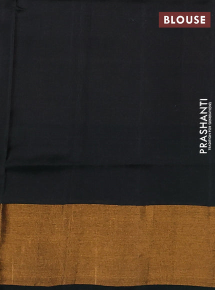 Pure uppada silk saree rust shade and bottle green with silver & gold zari woven buttas and zari woven border
