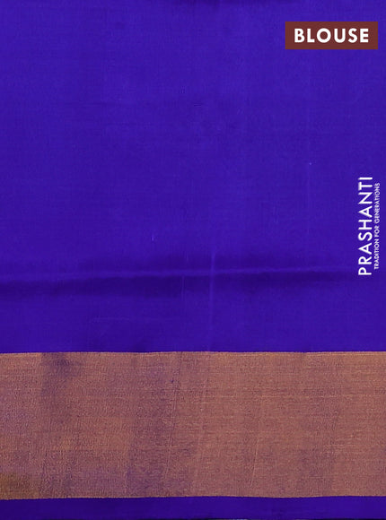 Pure uppada silk saree cs blue and blue with silver & gold zari woven buttas and zari woven border