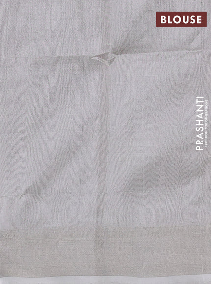 Pure uppada silk saree coffee brown and pastel grey with silver zari woven coin buttas and silver zari woven border