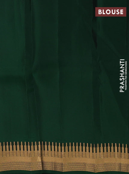 Kanchipuram silk saree peacock blue and green with rudraksha zari woven buttas and temple design zari woven border