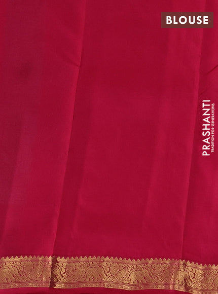 Kanchipuram silk saree teal green and pink with allover zari woven buttas and zari woven border