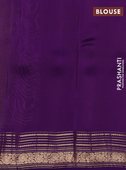 Kanchipuram silk saree lime green and violet with allover zari woven stripes & buttas and zari woven border