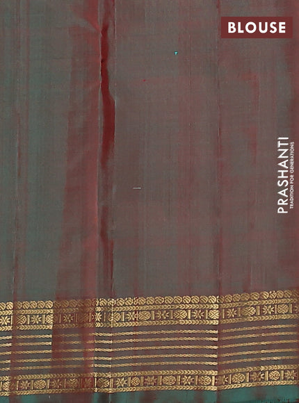 Pure kanchipuram silk saree red and teal green with zari woven buttas and zari woven border