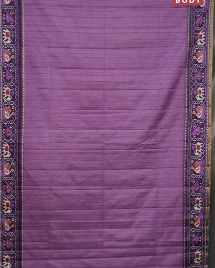 Semi tussar saree mild purple and purple with plain body and patola printed border
