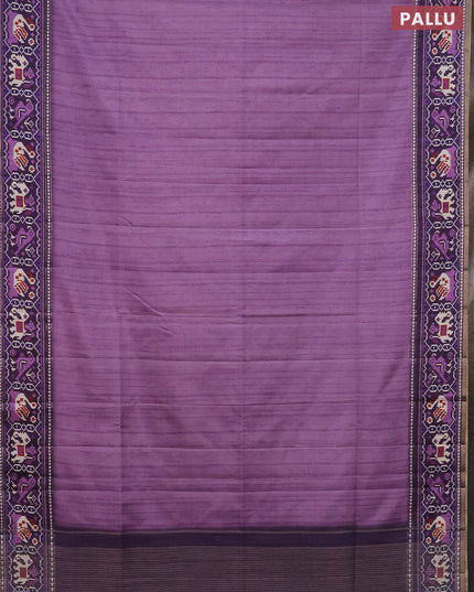 Semi tussar saree mild purple and purple with plain body and patola printed border