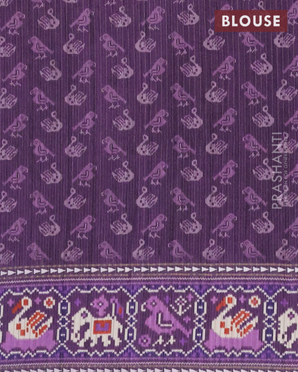Semi tussar saree mild purple and purple with plain body and patola printed border