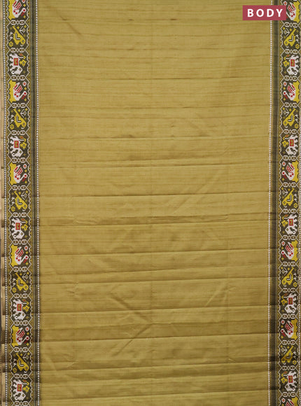 Semi tussar saree light green and sap green with plain body and patola printed border