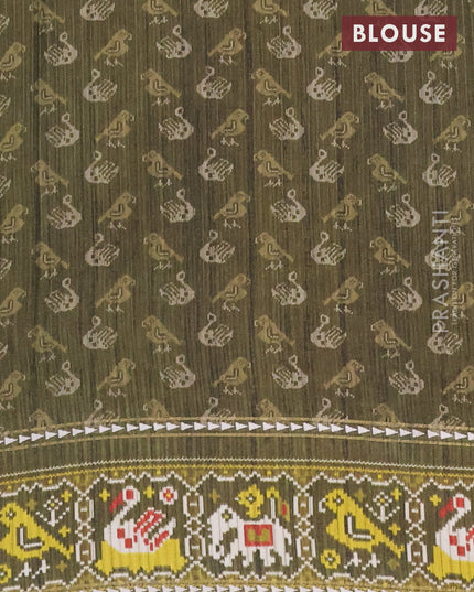 Semi tussar saree light green and sap green with plain body and patola printed border