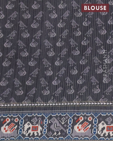 Semi tussar saree grey and dark grey with plain body and patola printed border