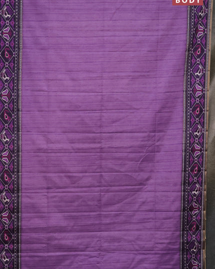 Semi tussar saree mild purple and purple with plain body and patola printed border