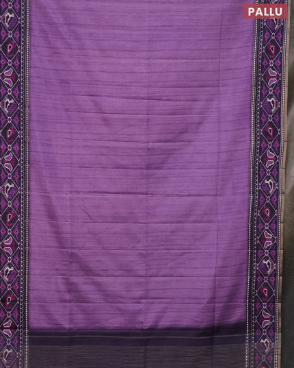 Semi tussar saree mild purple and purple with plain body and patola printed border