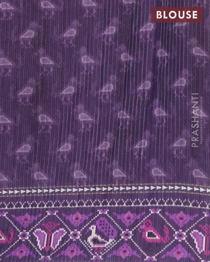 Semi tussar saree mild purple and purple with plain body and patola printed border
