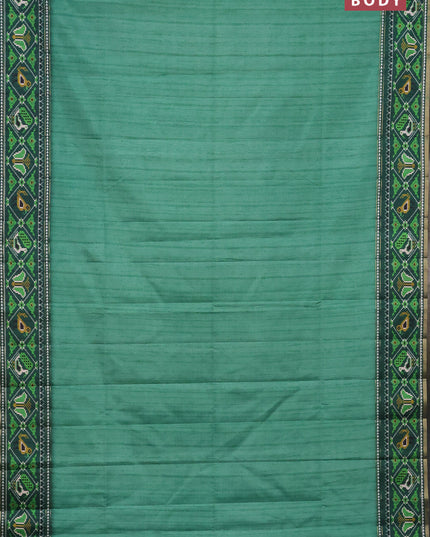 Semi tussar saree teal green and green with plain body and patola printed border