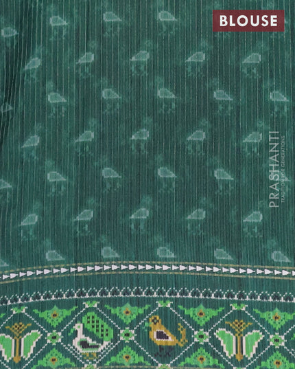 Semi tussar saree teal green and green with plain body and patola printed border