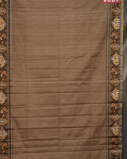 Semi tussar saree elaichi green and sap green with plain body and patola printed border