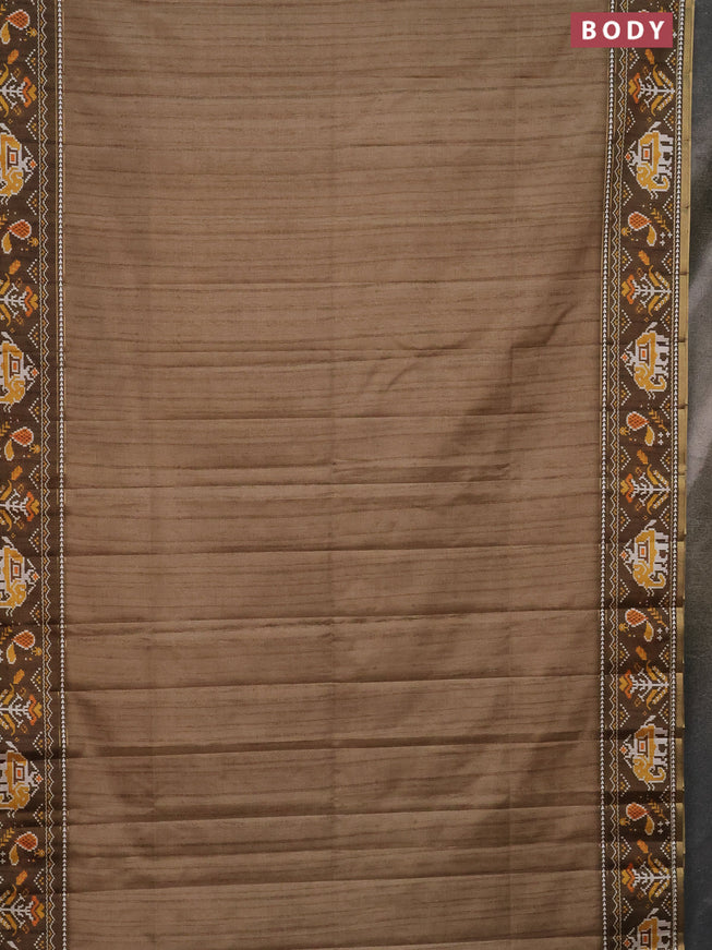 Semi tussar saree elaichi green and sap green with plain body and patola printed border