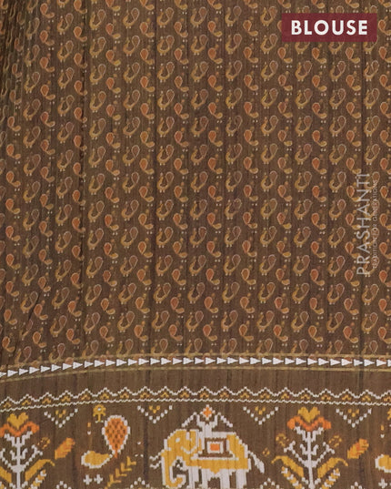 Semi tussar saree elaichi green and sap green with plain body and patola printed border