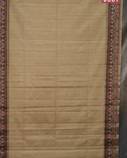 Semi tussar saree elaichi green and sap green with plain body and patola printed border